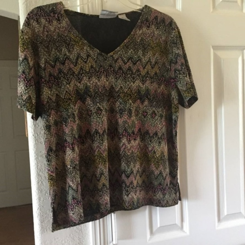Alfred Dunner multi-colored short sleeve top PM